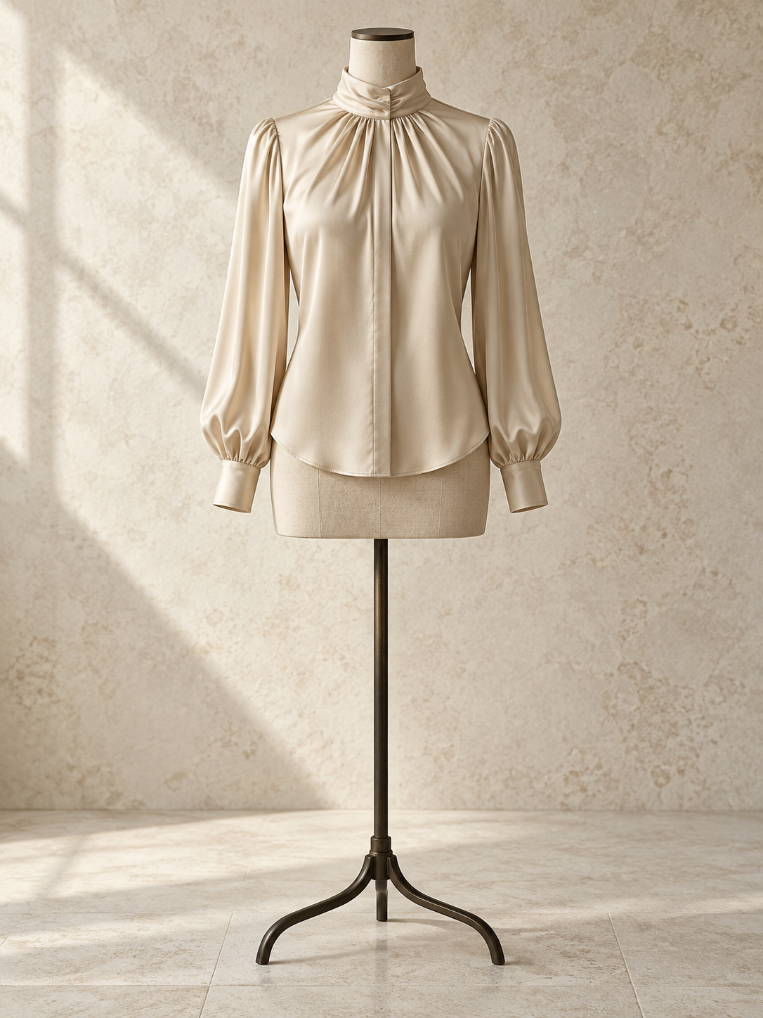 AI-generated champagne blouse design concept