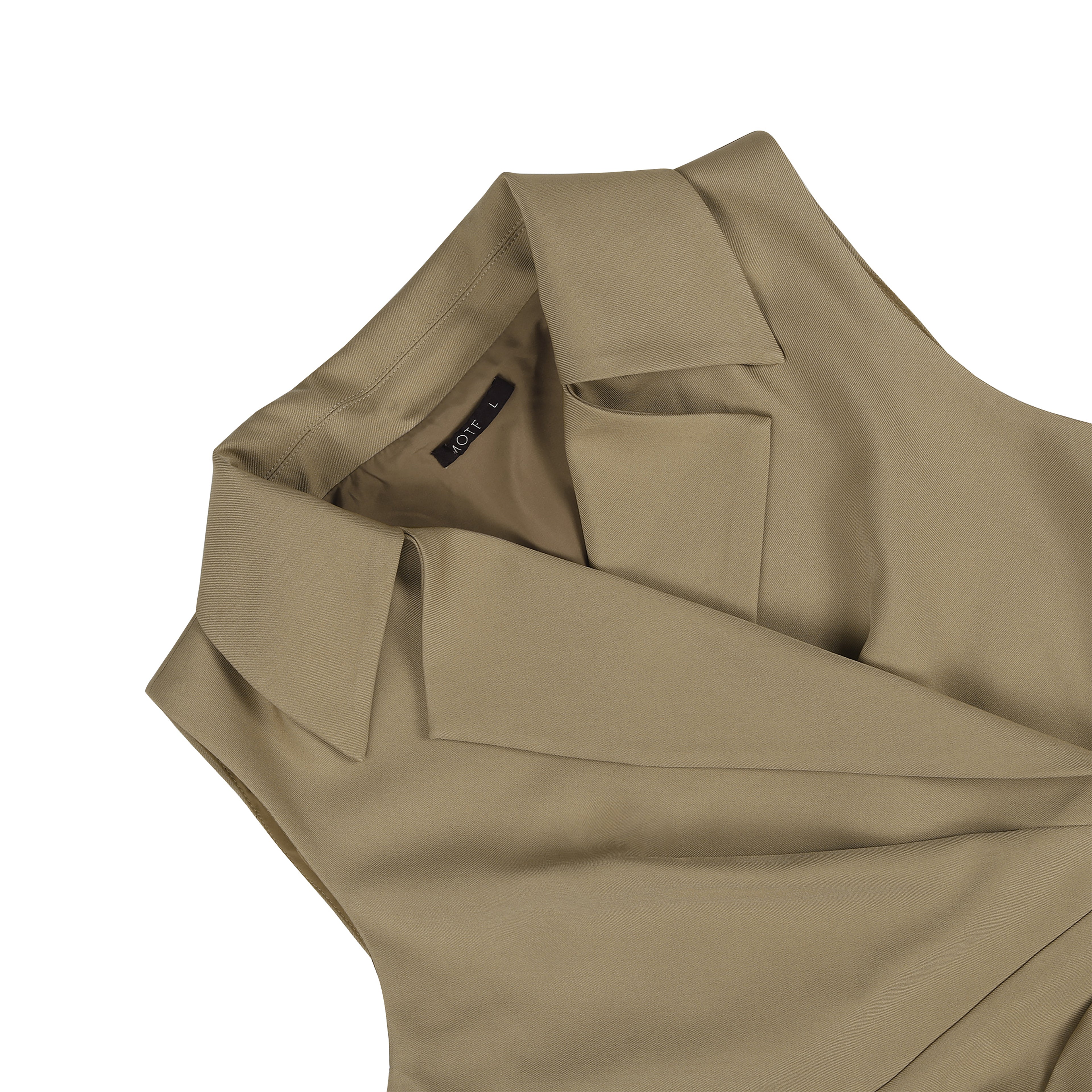 Elegant Notch Lapel Sleeveless Midi Dress - Slim Fit Business Casual Work Dress with Decorative Buttons