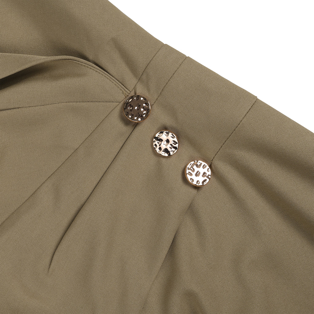 Elegant Notch Lapel Sleeveless Midi Dress - Slim Fit Business Casual Work Dress with Decorative Buttons
