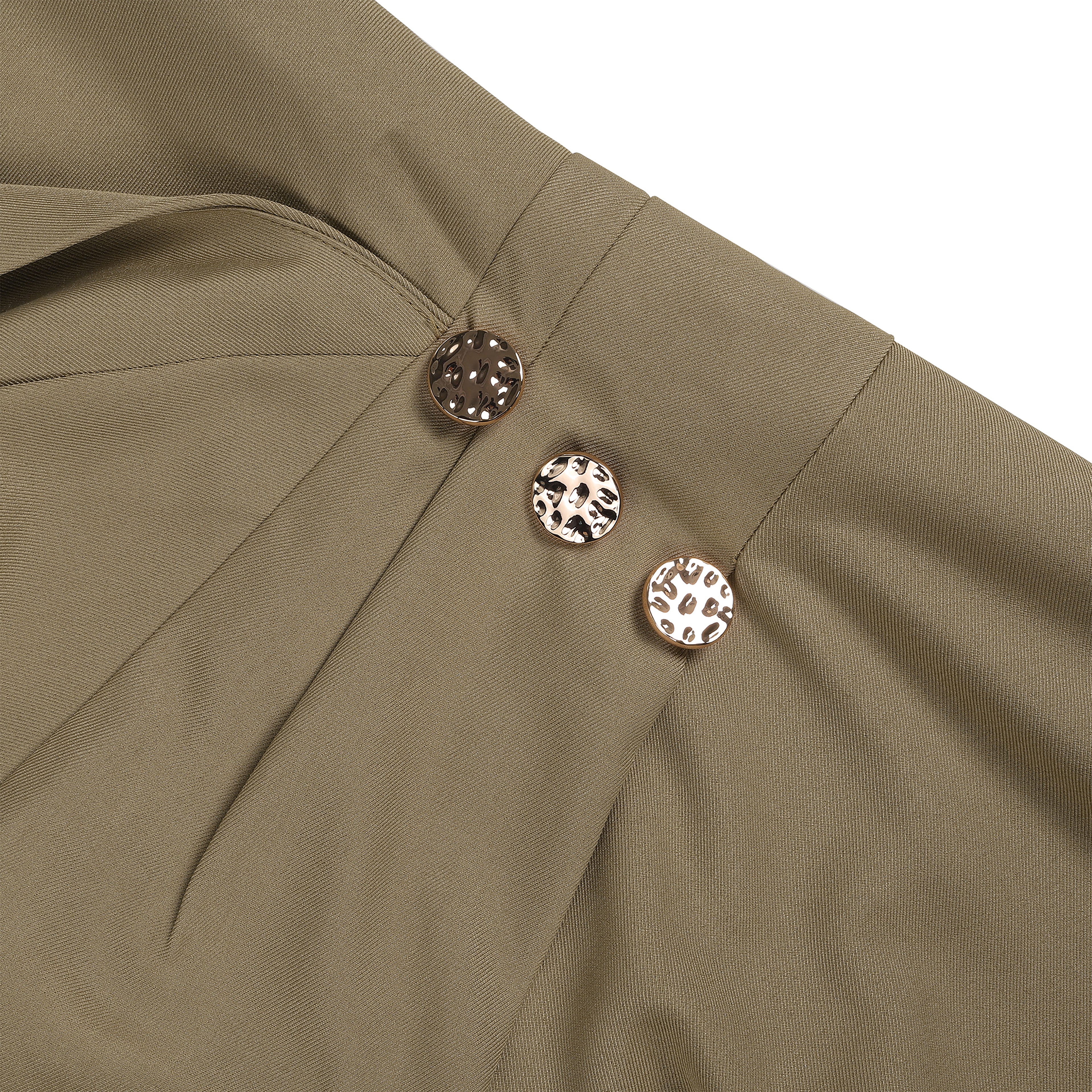 Elegant Notch Lapel Sleeveless Midi Dress - Slim Fit Business Casual Work Dress with Decorative Buttons